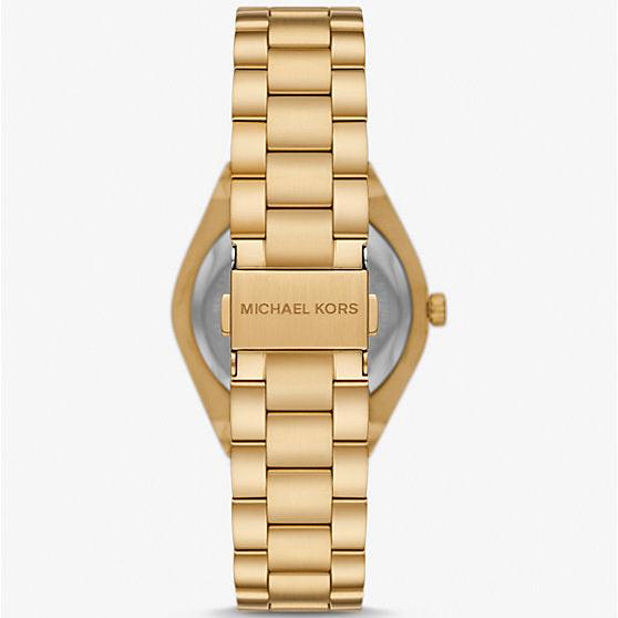 Michael Kors Lennox Three Hand Gold Dial Gold Steel Strap Watch For Women - MK7289