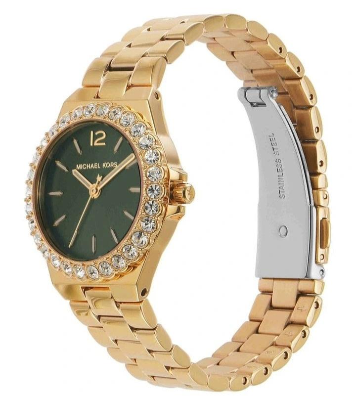 Shop Authentic Michael Kors Lennox Quartz Green Dial Gold Steel Strap Watch For Women - MK7395 - Luxxuri