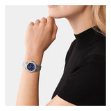  Shop Authentic Michael Kors Lennox Three-Hand Blue Dial Silver Steel Strap Watch For Women - MK7397 - Luxxuri