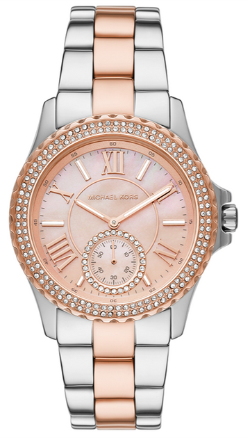  Shop Authentic Michael Kors Everest Three Hand Rose Gold Dial Two Tone Steel Strap Watch For Women - MK7402 - Luxxuri