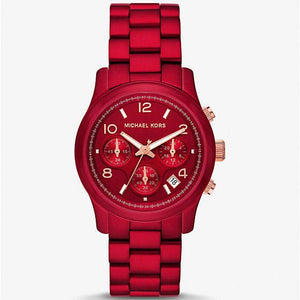  Shop Authentic Michael Kors Runway Analog Chronograph Red Dial Red Steel Strap Watch for Women - MK7436 - Luxxuri
