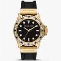 Michael Kors Everest Three-Hand Crystals Black Dial Black Rubber Strap Watch for Women - MK7440