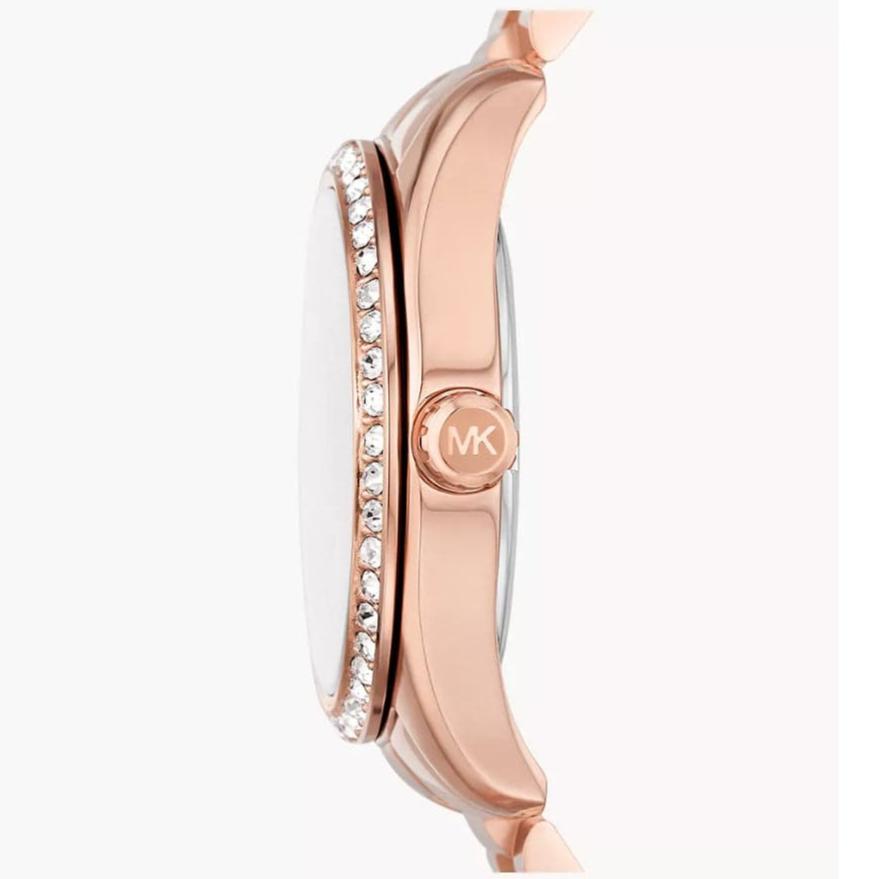  Shop Authentic Michael Kors Lexington Three Hand Mother of Pearl Pink Dial Rose Gold Steel Strap Watch For Women - MK7444 - Luxxuri