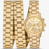  Shop Authentic Michael Kors Runway 18K Gold-Plated Triple Wrap Gold Dial Gold Steel Strap Watch for Women - MK7450 - Luxxuri