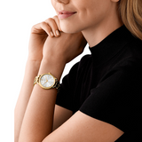  Shop Authentic Michael Kors Runway Three-Hand White Dial Gold Steel Strap Watch for Women - MK7472 - Luxxuri
