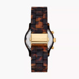  Shop Authentic Michael Kors Runway Chronograph Gold Dial Brown Acetate Strap Watch for Women - MK7475 - Luxxuri