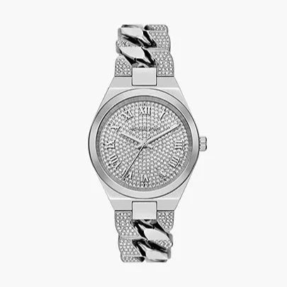  Shop Authentic Michael Kors Lennox Pave Three-Hand Crystals Silver Dial Silver Steel Strap Watch for Women - MK7488 - Luxxuri