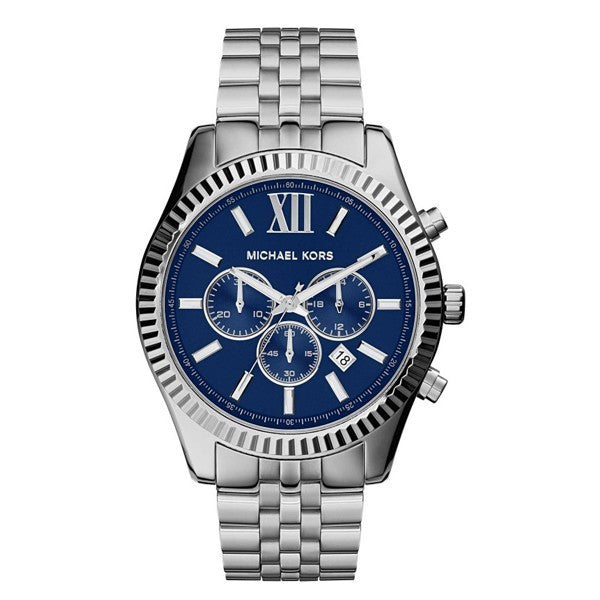  Shop Authentic Michael Kors Lexington Chronograph Blue Dial Silver Steel Strap Watch for Men - MK8280 - Luxxuri