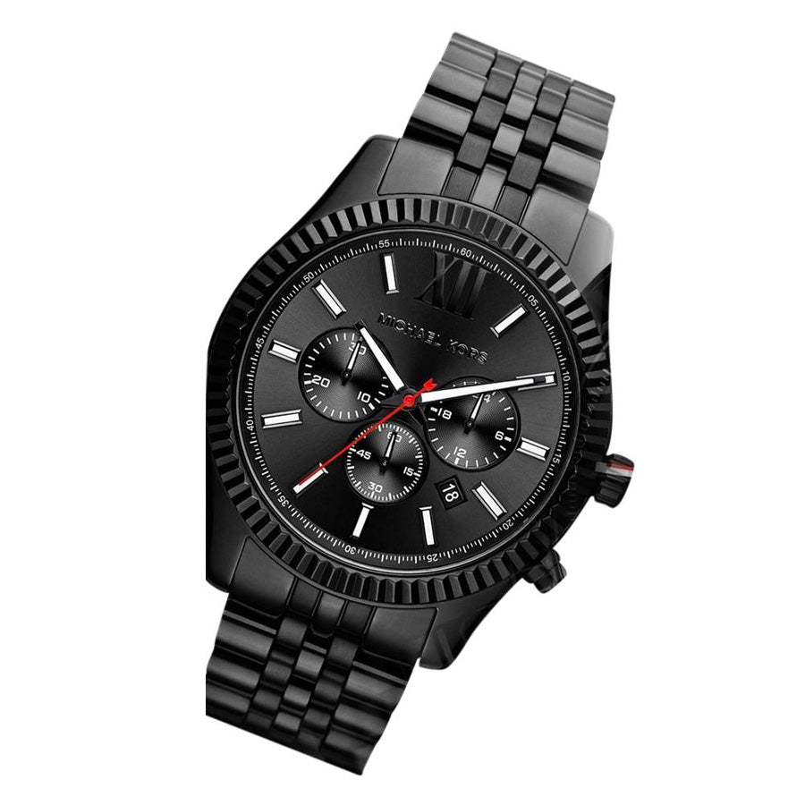  Shop Authentic Michael Kors Lexington Chronograph Black Dial Black Steel Strap Watch for Men - MK8320 - Luxxuri