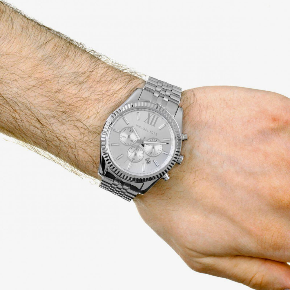  Shop Authentic Michael Kors Lexington Silver Dial Silver Steel Strap Watch for Men - MK8405 - Luxxuri