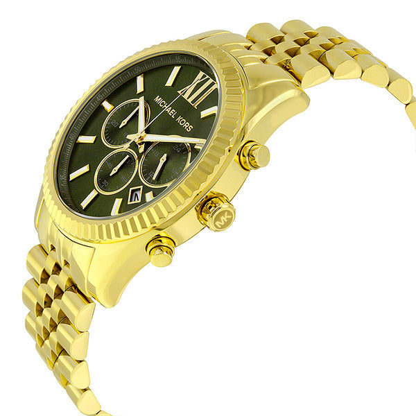  Shop Authentic Michael Kors Lexington Chronograph Green Dial Gold Steel Strap Watch for Men - MK8446 - Luxxuri