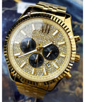  Shop Authentic Michael Kors Lexington Crystals Gold Dial Gold Steel Strap Watch for Men - MK8494 - Luxxuri
