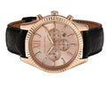  Shop Authentic Michael Kors Lexington Chronograph Rose Gold Dial Black Leather Strap Watch For Men - MK8516 - Luxxuri