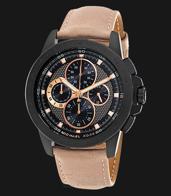  Shop Authentic Michael Kors Ryker Chronograph Black Dial Beige Leather Strap Watch For Men - MK8520 - Luxxuri