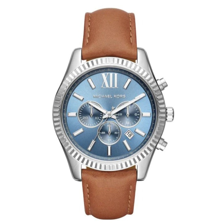  Shop Authentic Michael Kors Lexington Chronograph Blue Dial Brown Leather Strap Watch For Men - MK8537 - Luxxuri