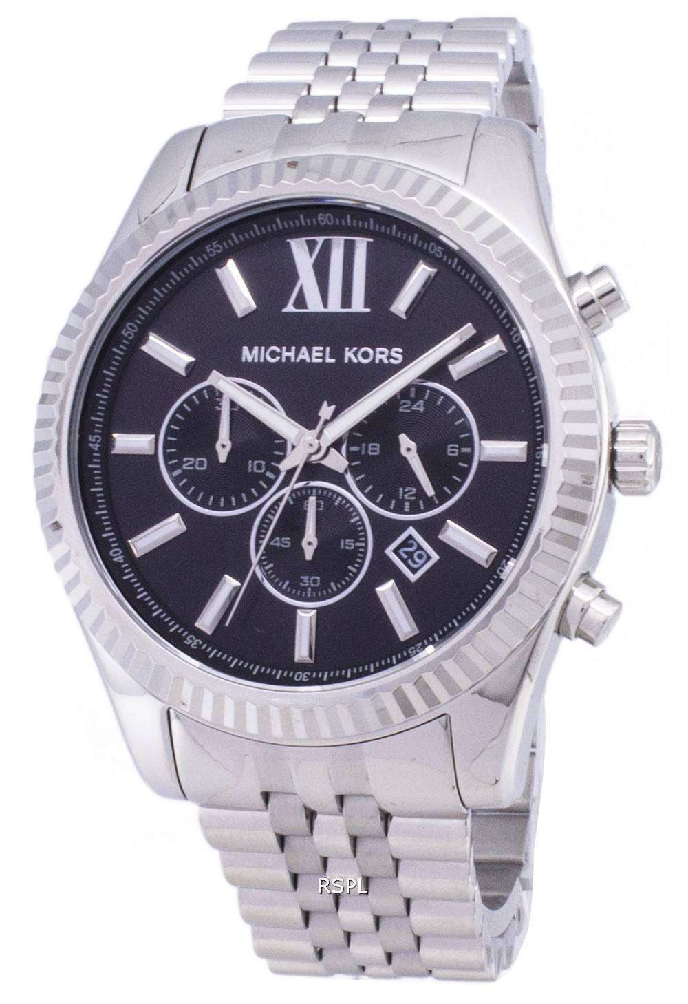  Shop Authentic Michael Kors Lexington Chronograph Black Dial Black Steel Strap Watch For Men - MK8602 - Luxxuri