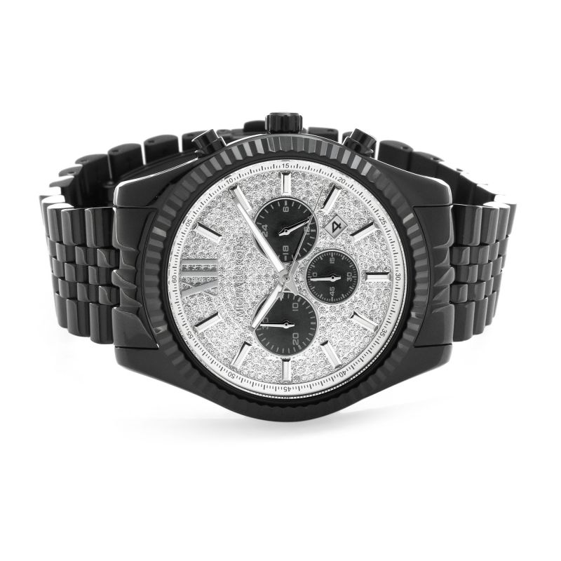  Shop Authentic Michael Kors Lexington Chronograph Crystals Silver Dial Black Steel Strap Watch for Men - MK8605 - Luxxuri