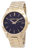  Shop Authentic Michael Kors Slim Runway Quartz Black Dial Gold Steel Strap Watch For Men - MK8621 - Luxxuri