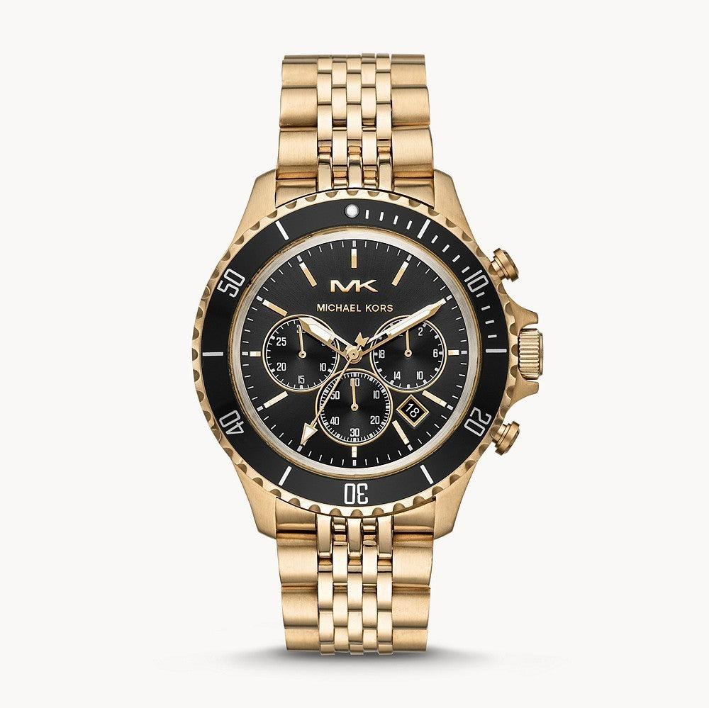  Shop Authentic Michael Kors Bayville Chronograph Black Dial Gold Steel Strap Watch For Men - MK8726 - Luxxuri