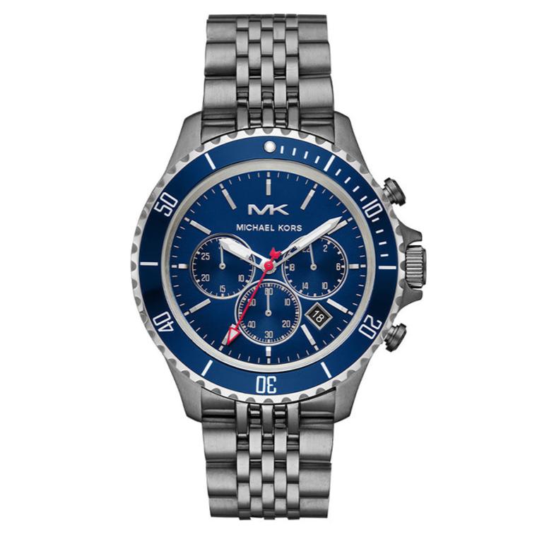  Shop Authentic Michael Kors Bayville Chronograph Blue Dial Grey Steel Strap Watch For Men - MK8727 - Luxxuri