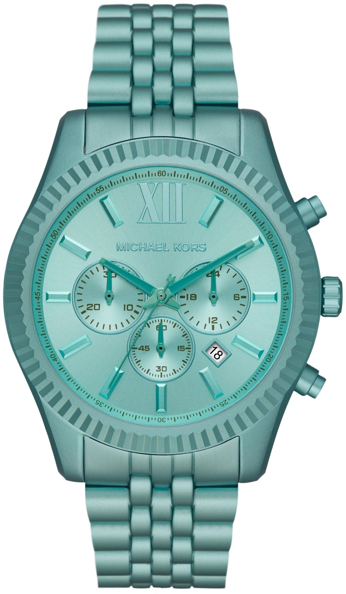  Shop Authentic Michael Kors Lexington Chronograph Turquoise Dial Turquoise Steel Strap Watch For Men - MK8793 - Luxxuri