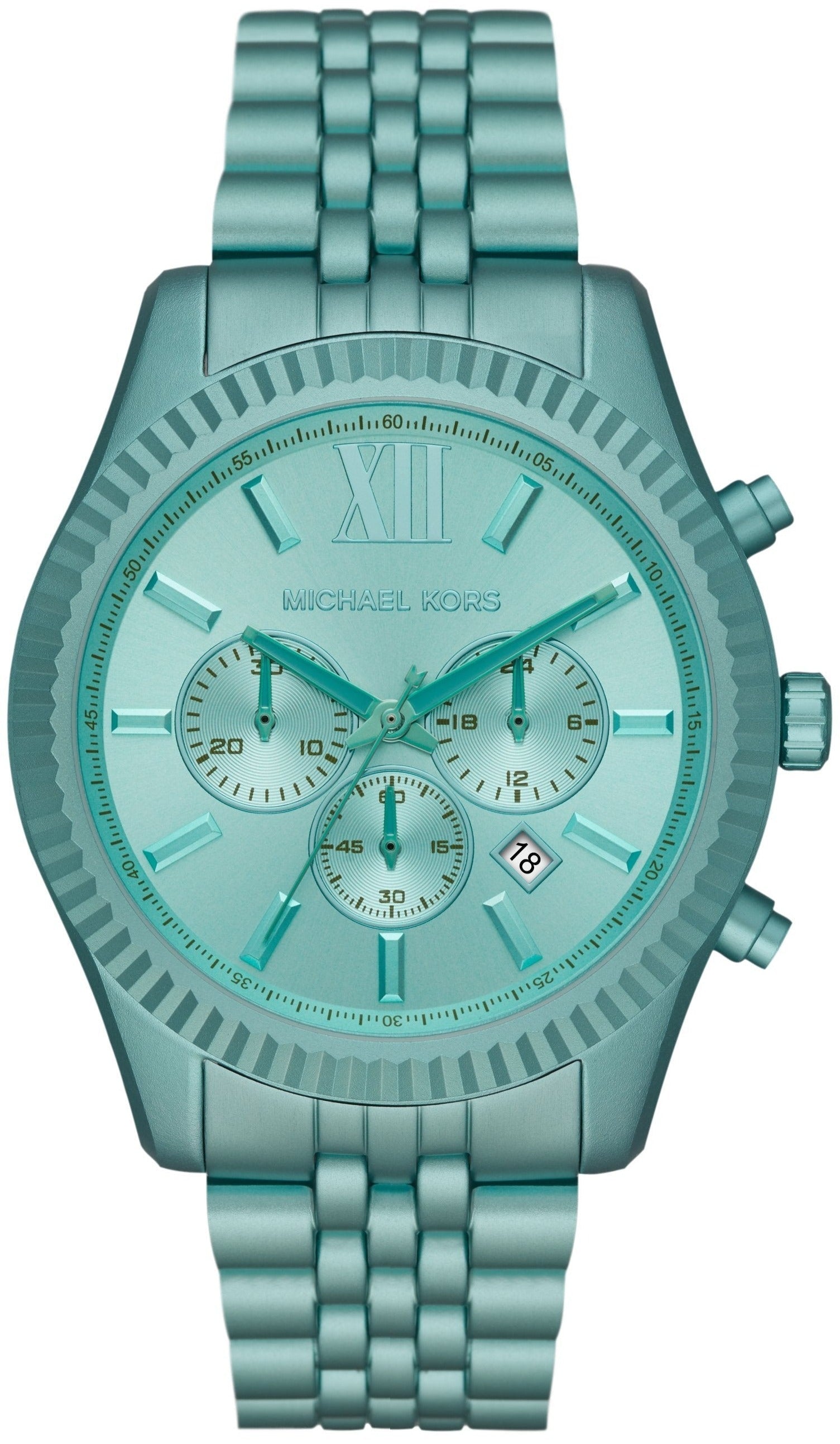  Shop Authentic Michael Kors Lexington Chronograph Turquoise Dial Turquoise Steel Strap Watch For Men - MK8793 - Luxxuri