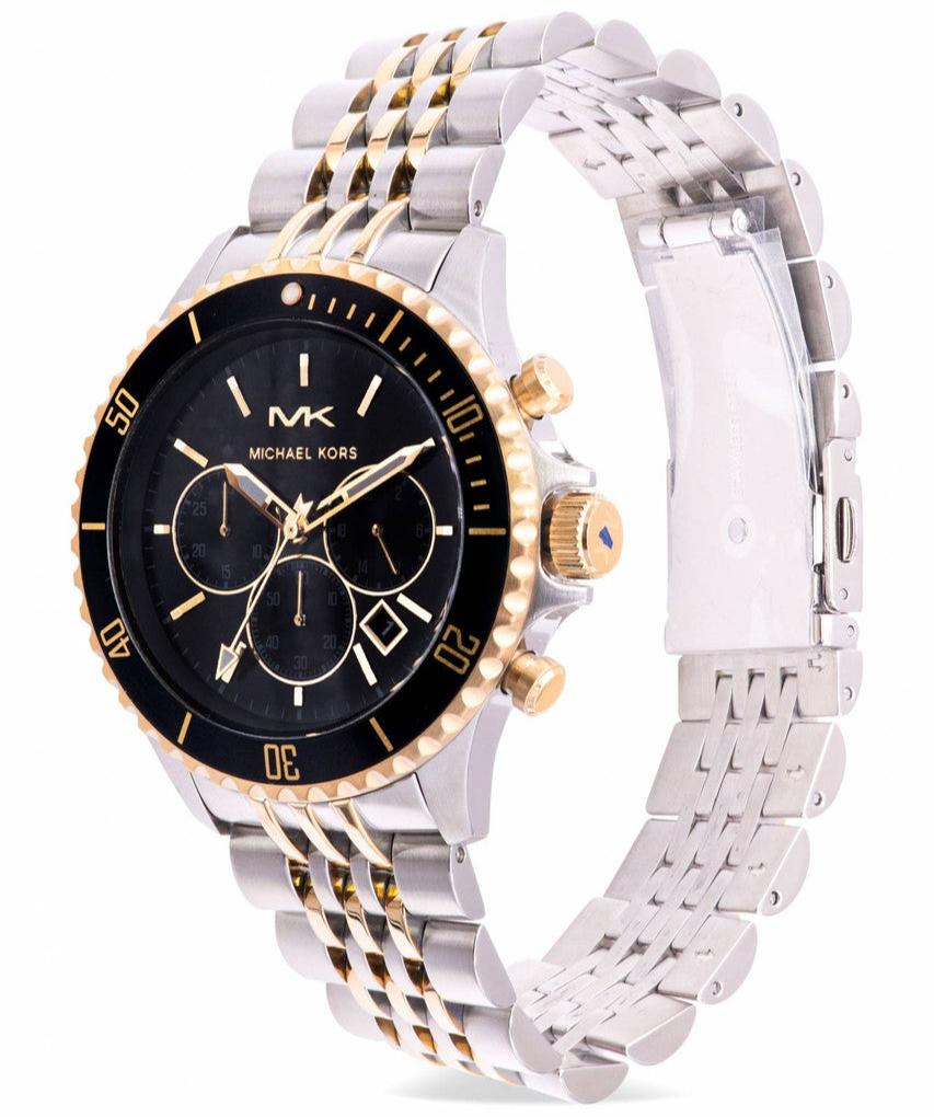 Michael Kors Bayville Chronograph Black Dial Two Tone Steel Strap Watch For Women - MK8872