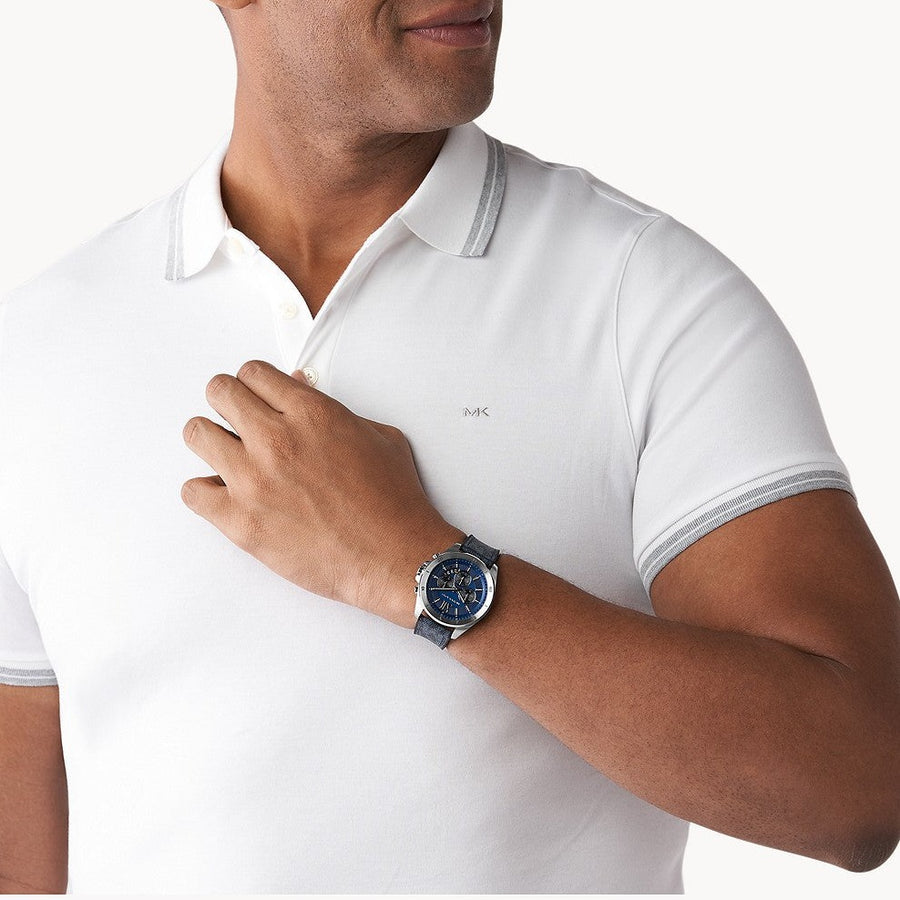  Shop Authentic Michael Kors Brecken Chronograph Blue Dial Blue Rubber Strap Watch For Men - MK8923 - Luxxuri