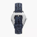Michael Kors Benning Three Hand Silver Dial Blue Leather Strap Watch For Men - MK8930