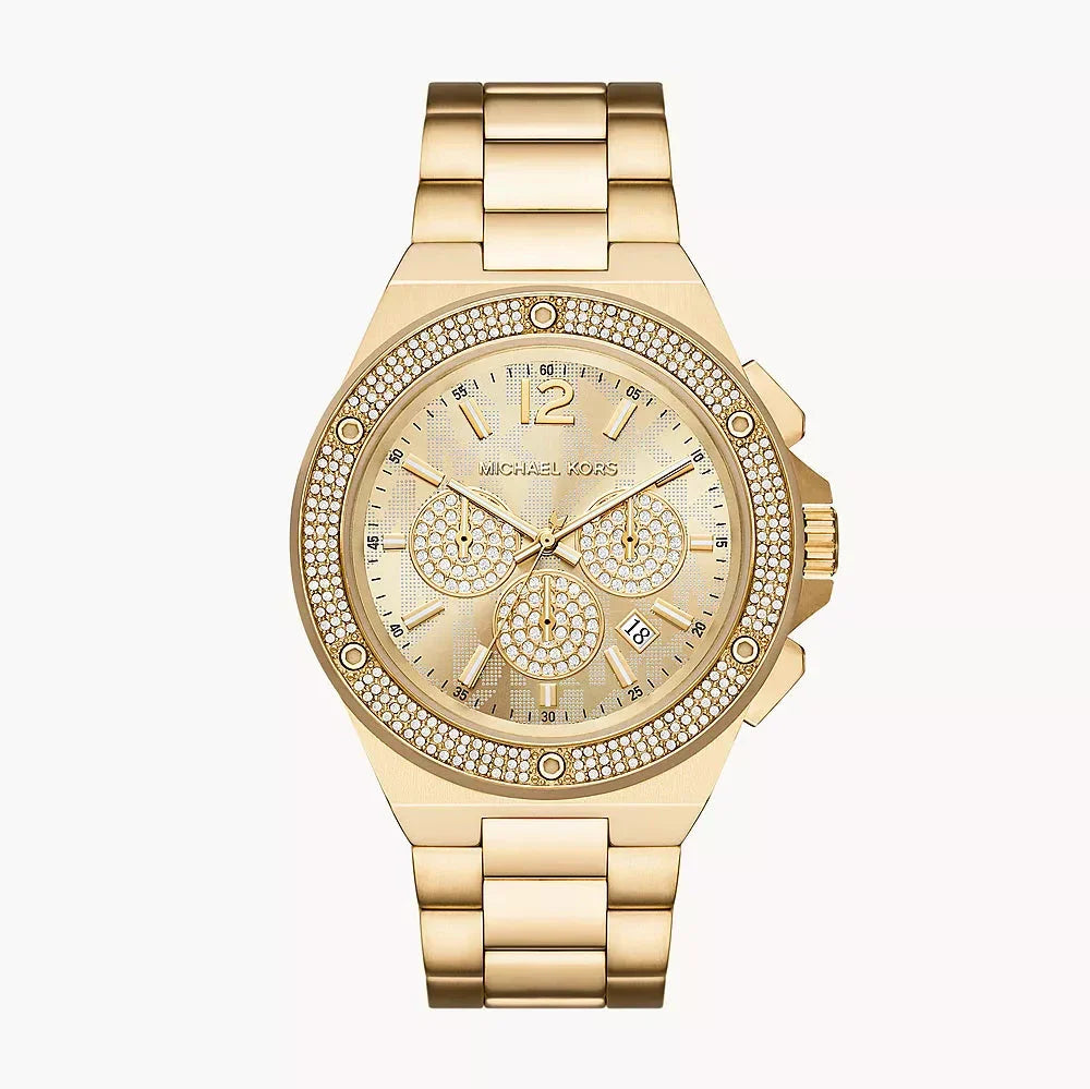  Shop Authentic Michael Kors Lennox Chronograph Gold Dial Gold Steel Strap Watch For Men - MK8989 - Luxxuri