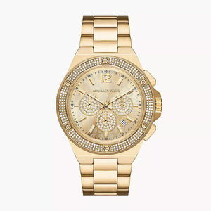  Shop Authentic Michael Kors Lennox Chronograph Gold Dial Gold Steel Strap Watch For Men - MK8989 - Luxxuri
