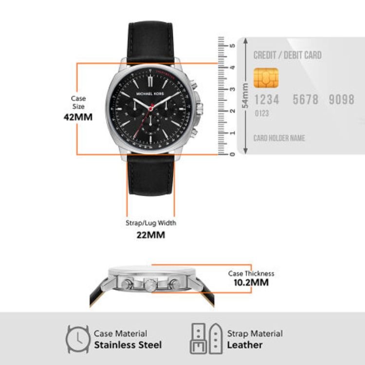  Shop Authentic Michael Kors Sullivan Chronograph Black Dial Black Leather Strap Watch For Men - MK8997 - Luxxuri