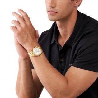  Shop Authentic Michael Kors Lennox Chronograph White Dial Gold Steel Strap Watch For Men - MK9120 - Luxxuri