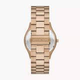  Shop Authentic Michael Kors Slim Runway Three-Hand Gold Dial Gold Steel Strap Watch for Women - MK9122 - Luxxuri