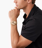  Shop Authentic Michael Kors Slim Runway Three-Hand Gold Dial Gold Steel Strap Watch for Women - MK9122 - Luxxuri