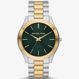  Shop Authentic Michael Kors Slim Runway Quartz Green Dial Two Tone Steel Strap Watch for Women - MK9149 - Luxxuri
