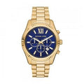  Shop Authentic Michael Kors Lexington Chronograph Blue Dial Gold Steel Strap Watch for Men - MK9153 - Luxxuri