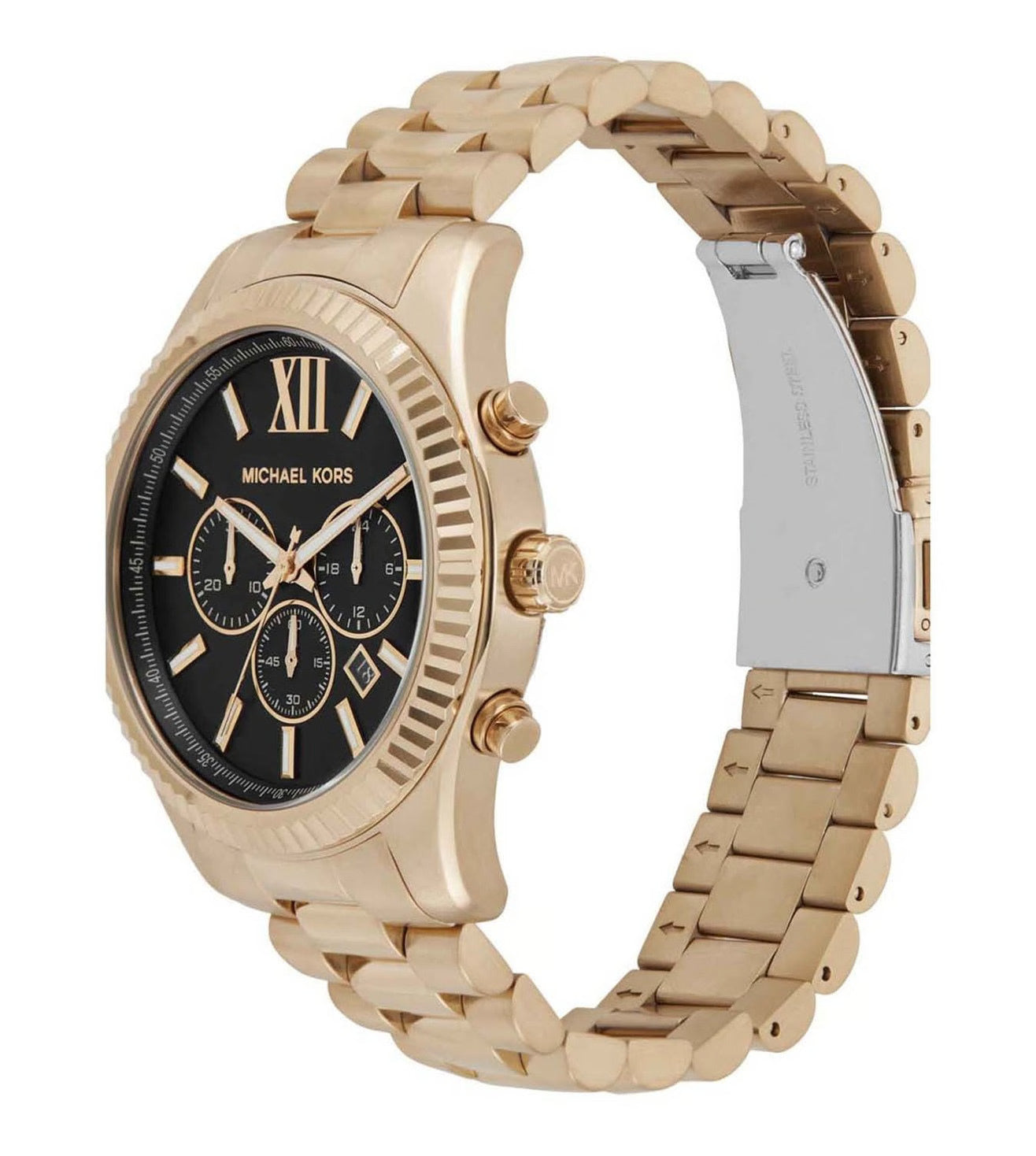  Shop Authentic Michael Kors Lexington Chronograph Black Dial Gold Steel Strap Watch for Men - MK9155 - Luxxuri