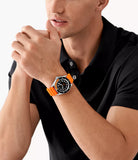  Shop Authentic Michael Kors Maritime Three-Hand Analog Black Dial Orange Silicone Strap Watch for Men - MK9157 - Luxxuri