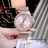  Shop Authentic Michael Kors Lennox Three Hand Rose Gold Dial Rose Gold Mesh Strap Watch For Women - MK7336 - Luxxuri