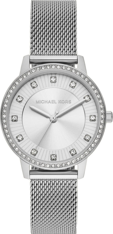  Shop Authentic Michael Kors Quartz Crystals White Dial Silver Mesh Strap Watch for Women - MKO1013 - Luxxuri