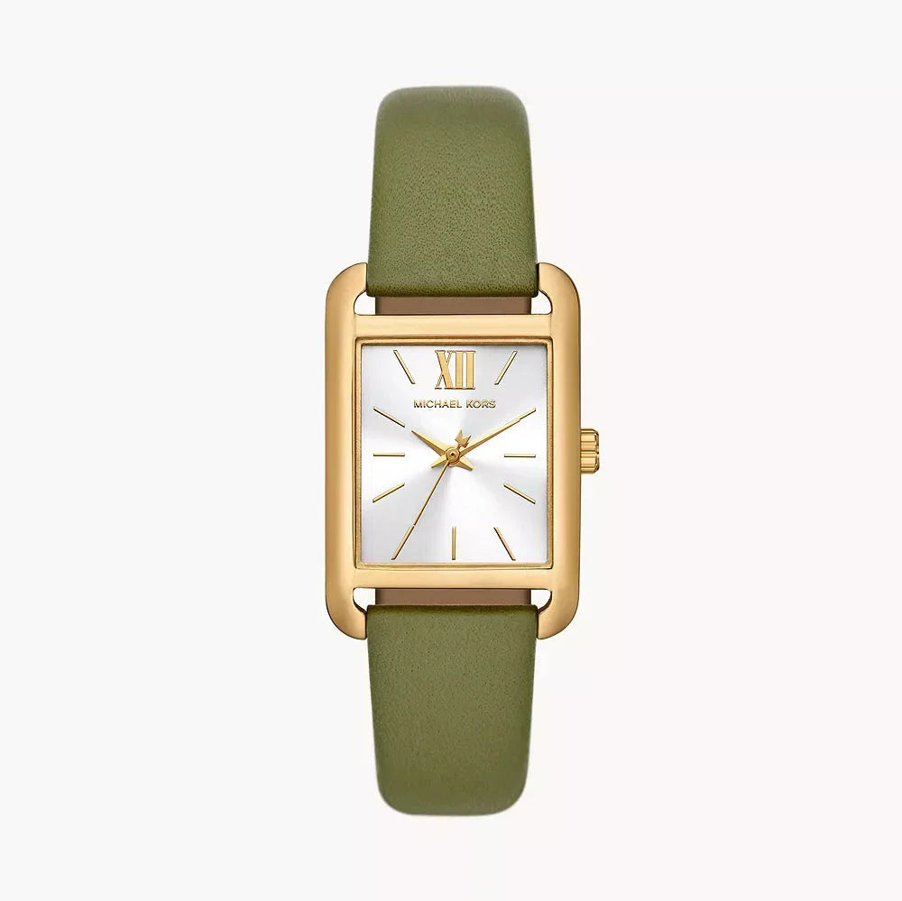  Shop Authentic Michael Kors Monroe Three-Hand Silver Dial Green Leather Strap Watch for Women - MKO1028 - Luxxuri