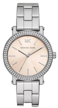  Shop Authentic Michael Kors Corey Three Hand Pink Dial Silver Steel Strap Watch for Women - MKO1050 - Luxxuri
