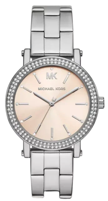  Shop Authentic Michael Kors Corey Three Hand Pink Dial Silver Steel Strap Watch for Women - MKO1050 - Luxxuri