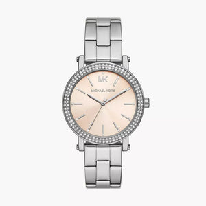 Shop Authentic Michael Kors Corey Three Hand Pink Dial Silver Steel Strap Watch for Women - MKO1050 - Luxxuri