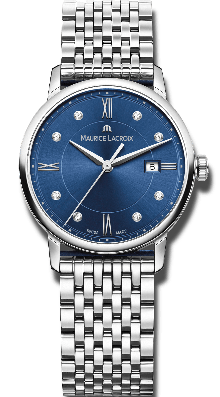  Shop Authentic Maurice Lacroix Eliros Diamonds Blue Dial Silver Steel Strap Watch For Women - EL1094-SS002-450-1 - Luxxuri