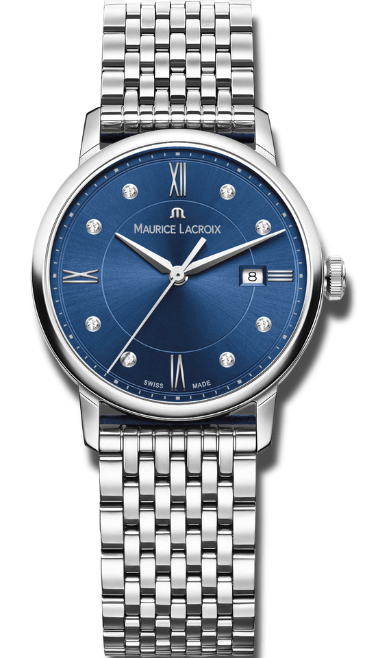  Shop Authentic Maurice Lacroix Eliros Diamonds Blue Dial Silver Steel Strap Watch For Women - EL1094-SS002-450-1 - Luxxuri