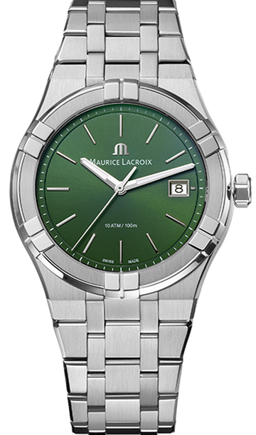  Shop Authentic Maurice Lacroix Aikon Date Quartz Green Dial Silver Steel Strap Watch for Men - AI1108-SS002-630-1 - Luxxuri