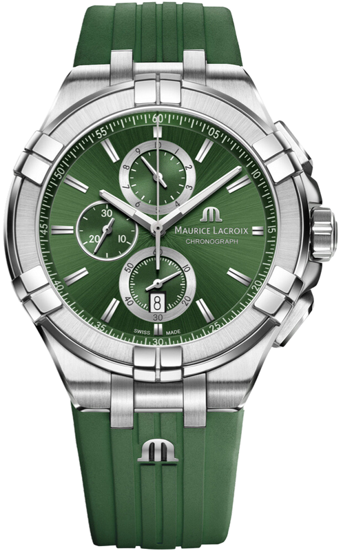  Shop Authentic Maurice Lacroix Aikon Chronograph Green Dial Green Rubber Strap Watch for Men  - AI1018-SS000-630-5 - Luxxuri