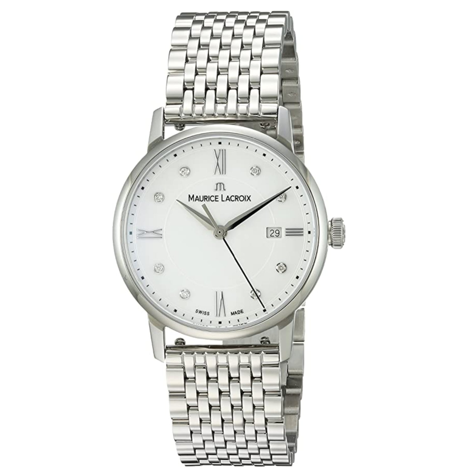  Shop Authentic Maurice Lacroix Eliros Date White Dial Silver Steel Strap Watch for Women - EL1094-SS002-150-1 - Luxxuri